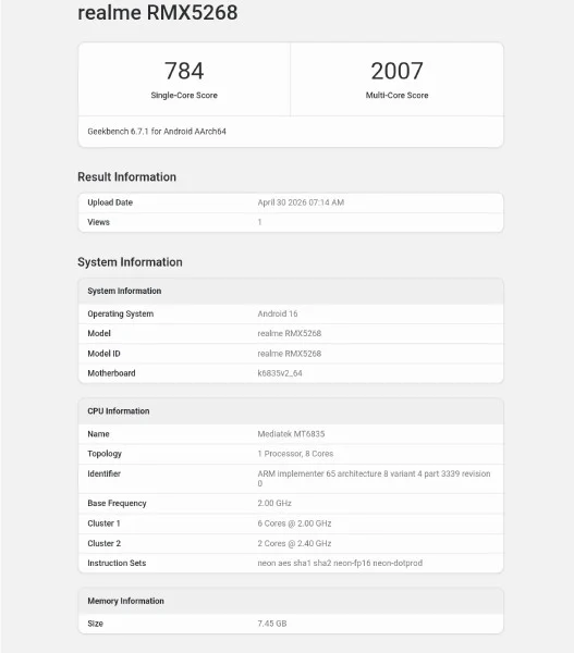 Realme-16T-Geekbench ยป Tech News 89